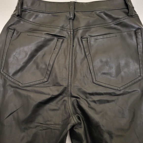 Abercrombie Fitch Vegan Leather Ankle Straight Ultra High Rise Pants Black 28 6 - Picture 3 of 10